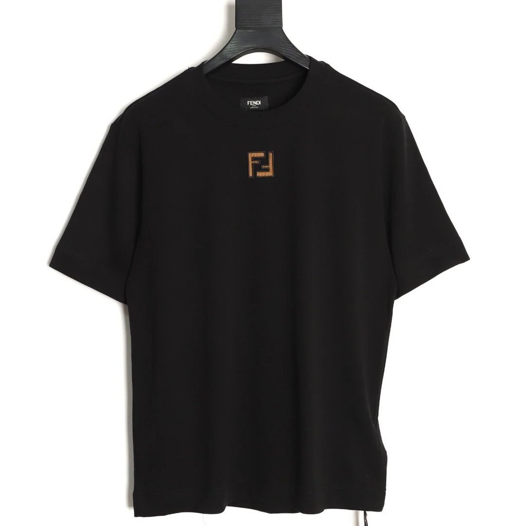 FENDI FENDI FD Collar FF Logo เสื้อยืดแขนสั้น