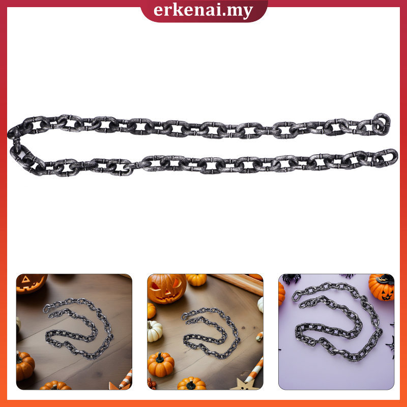 สีดําปลอมพลาสติก Chain Link Decor ฮาโลวีนเครื่องแต่งกาย Prop PP erkenai