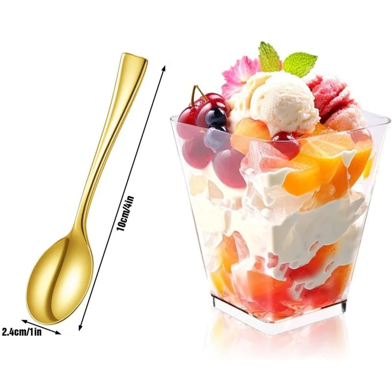 25/50 5oz Dessert Cups with Spoons Clear Plastic Parfait Appetizer Cups Dessert Shooters Party Servi