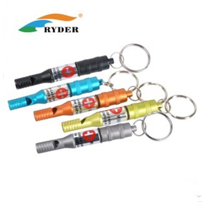 Ryder Ryder นกหวีดปฐมพยาบาลกลางแจ้งประเภทกันน้ําขวดยาขนาดเล็กมัลติฟังก์ชั่นนกหวีดเอาชีวิตรอดพร้อมโกด