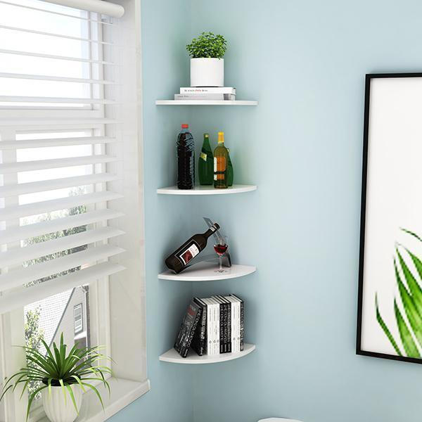 TQ~Bedroom wall shelf, living room wall-mounted storage rack, no-drill corner fan-shaped corner shel