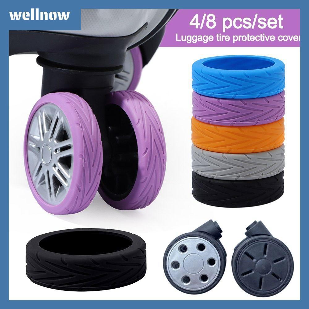 WELLNOW 4/8 ส่วนประกอบเซ็ต กระเป๋าล้อวัสดุซิลิโคน ลดการเกิดเสียง อะไหล่และครอบล้อรถเข็น