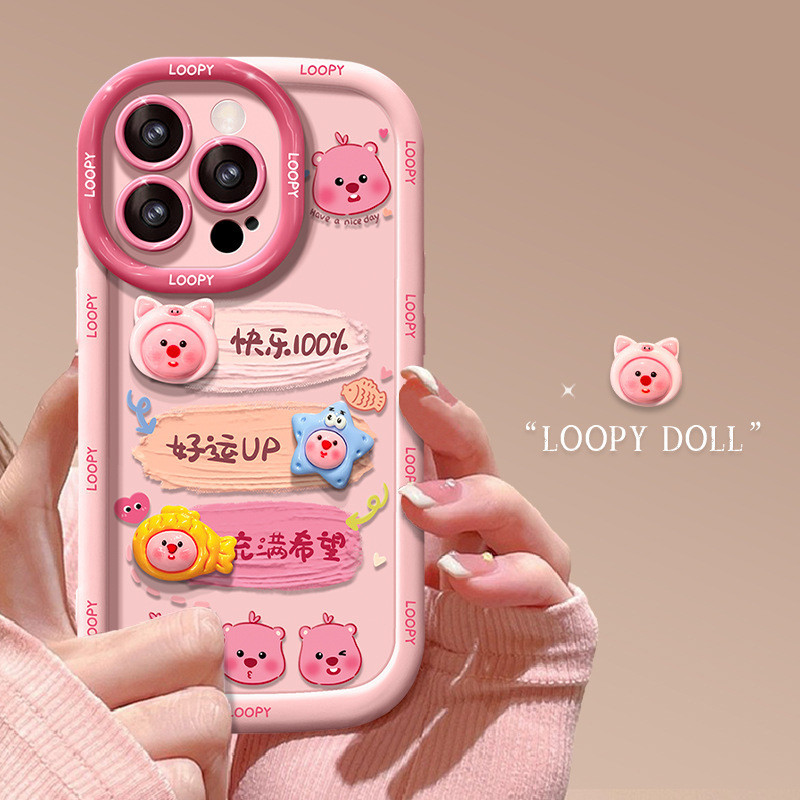 เหมาะสําหรับ Apple 17proma Puff เคสโทรศัพท์ iPone14 สีชมพู 13 ผู้หญิง 12 การ์ตูน 16Readystock8888