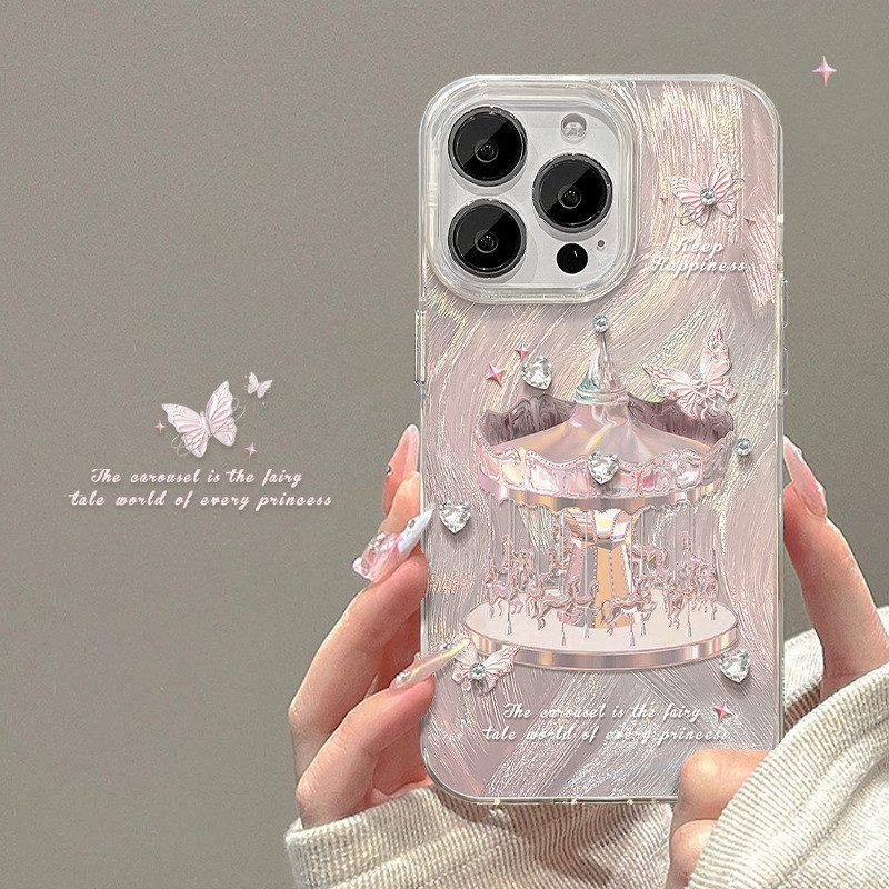 เหมาะสําหรับ Apple 15 เคสโทรศัพท์ ipone14pm Carousel 13 Feather เส้นด้าย 12pro เลเซอร์ 11 เพชรสาว Re