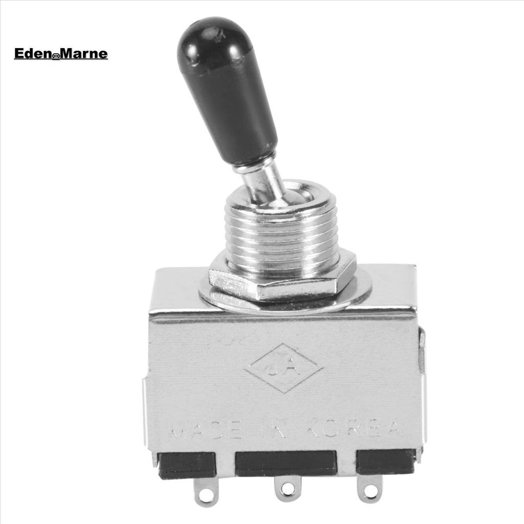 [Eden_Marner]1Pc Guitar 3 Way Toggle Switch, Metal Enclosed 3 Way Switch With Black Tip Knob Replace