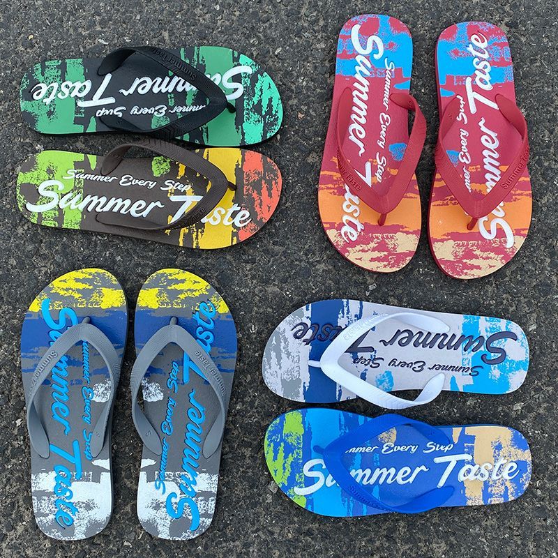 Mottled Flip-Flops แฟชั่นผู้ชายสวมใส่ด้านนอกผู้ชาย Flip-Flops ที่ไม่ซ้ํากันรองเท้าแตะกันลื่นรองเท้าแตะชายหาดอินเทรนด์