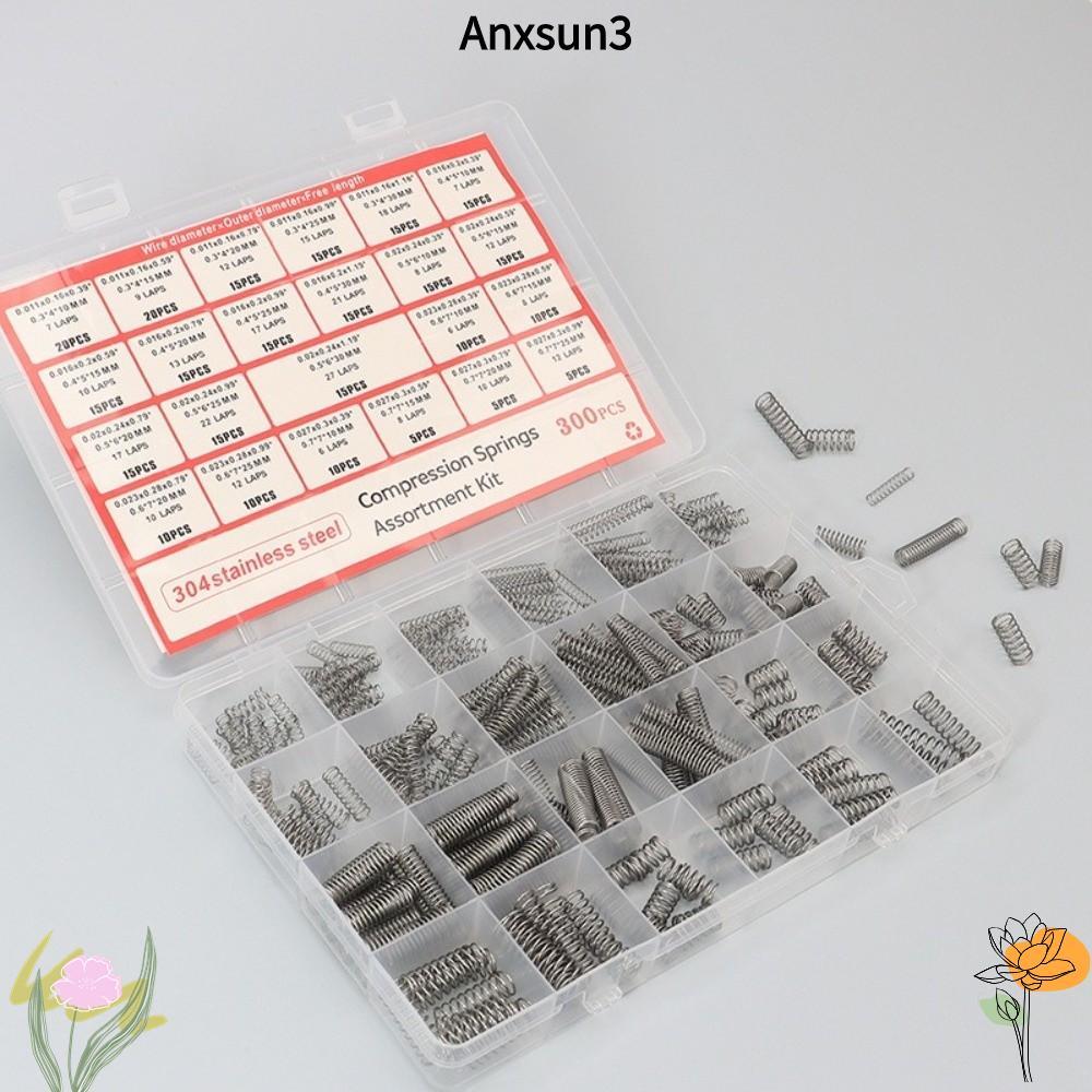 ANXSUN3 300 ชิ้น/กล่องการบีบอัดสปริง Assortment Kit, DIY เครื่องมือ 23 ขนาดสปริงขนาดเล็ก,ฮาร์ดแวร์สปริงความตึงเครียด 304 สแตนเลสการบีบอัดชุดซ่อมกล