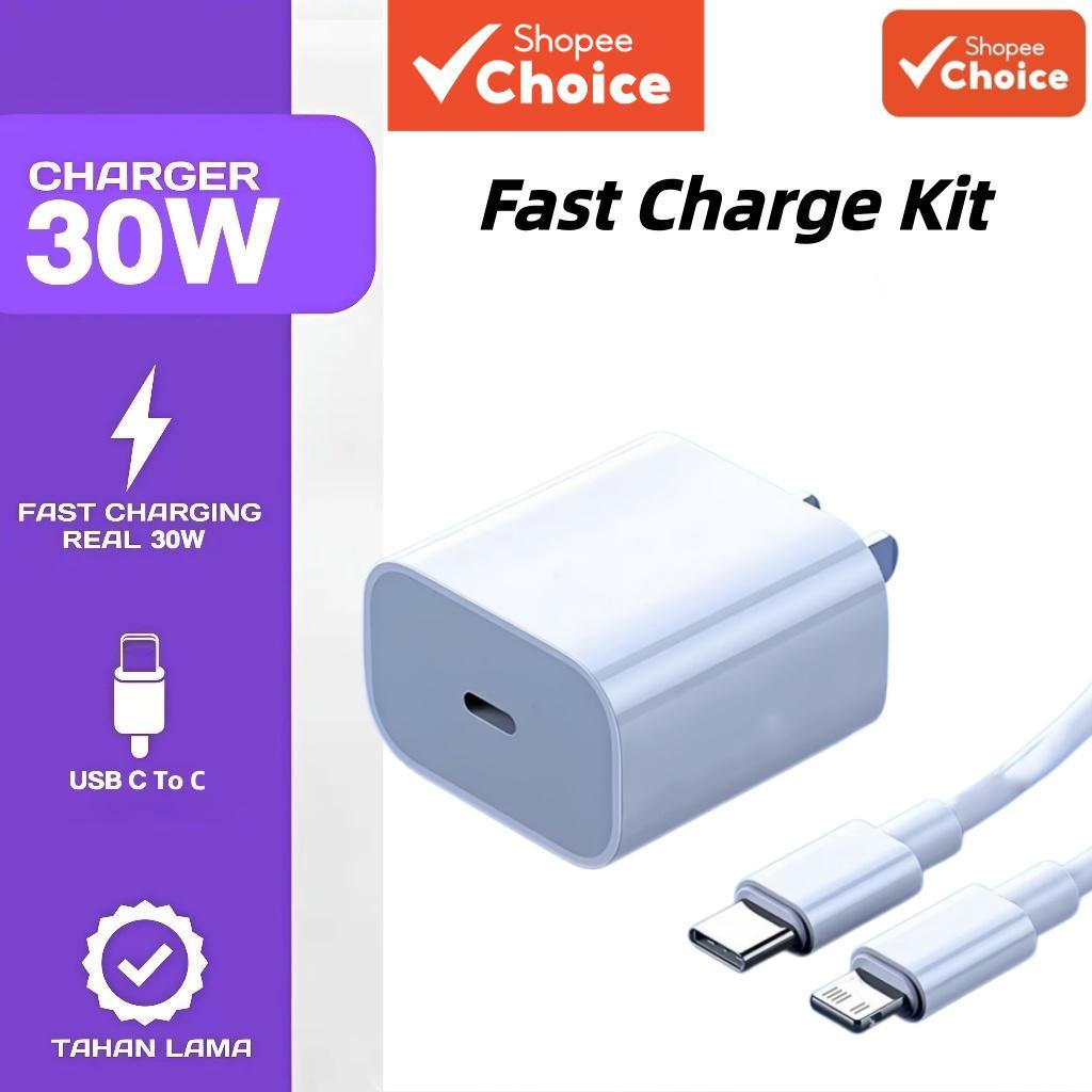 ชุดชาร์จพร้อมสายชาร์จ Type-C เป็นสําหรับ iOS กําลังไฟ 20W 30W 45W ชาร์จเร็ว PD สําหรับ iPhone