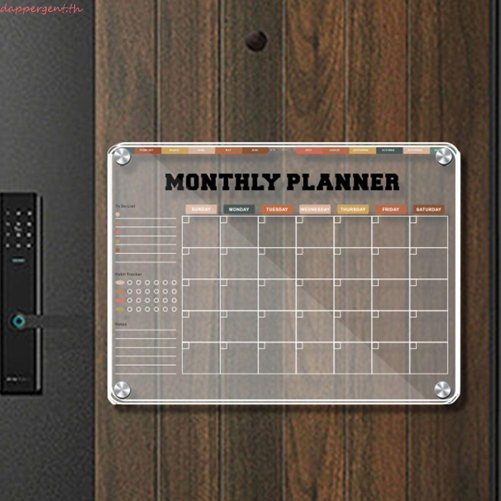 DAPPERGENT Magnetic Acrylic Weekly Planner, โปร่งใส 5 ปากกามาร์กเกอร์ Erasable Memo Board, ข้อความ P