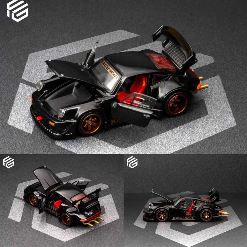 FG 1/64 Porsche 930 RWB Black Alloy รถเหล็กโมเดลของเล่นของขวัญวันเกิด