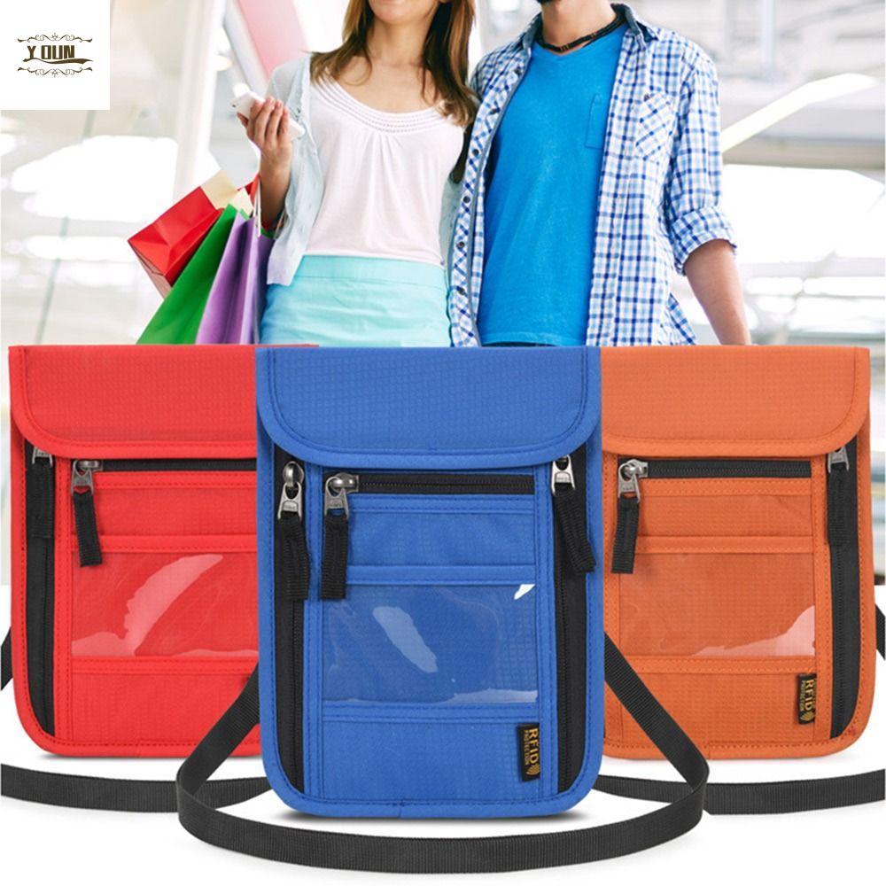 IVEYOUNG กระเป๋าสตางค์คอ Slim Minimalist สําหรับผู้ชายผู้หญิง RFID Blocking