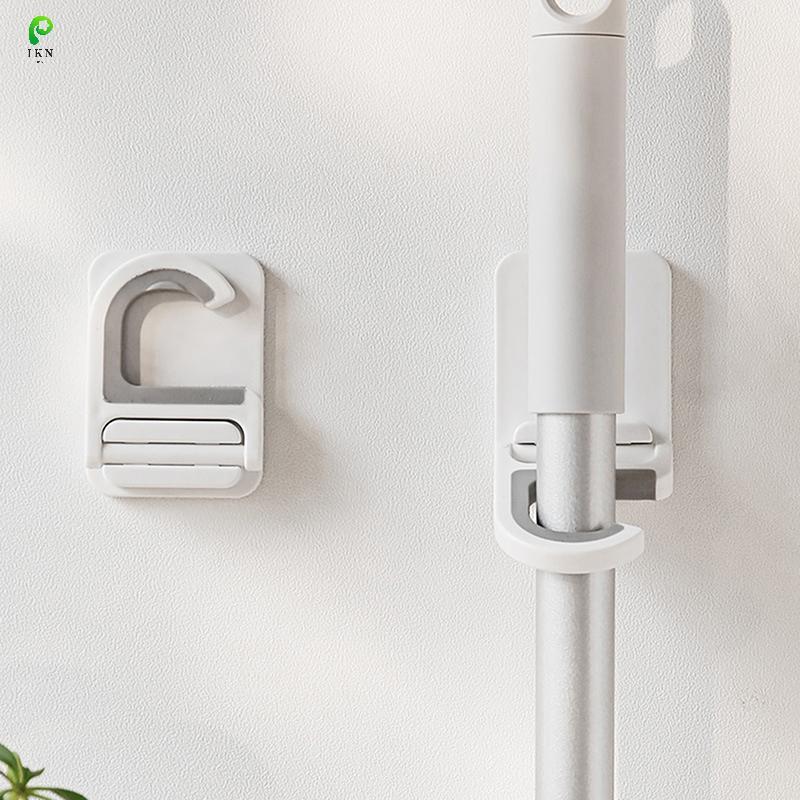 [ikn] Wall Mount Broom Mop Clip Holder Self-adhesive Broom Brush Mop Hanger Organizer Ra Kitchen Bat
