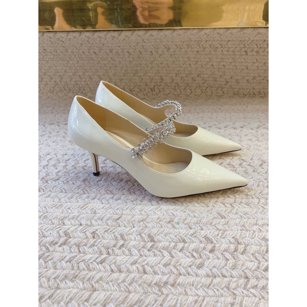 2024.5.18-6.5 ซม.ส้น JC Jimmy Choo Choo รองเท้าส้นสูงคริสตัล
