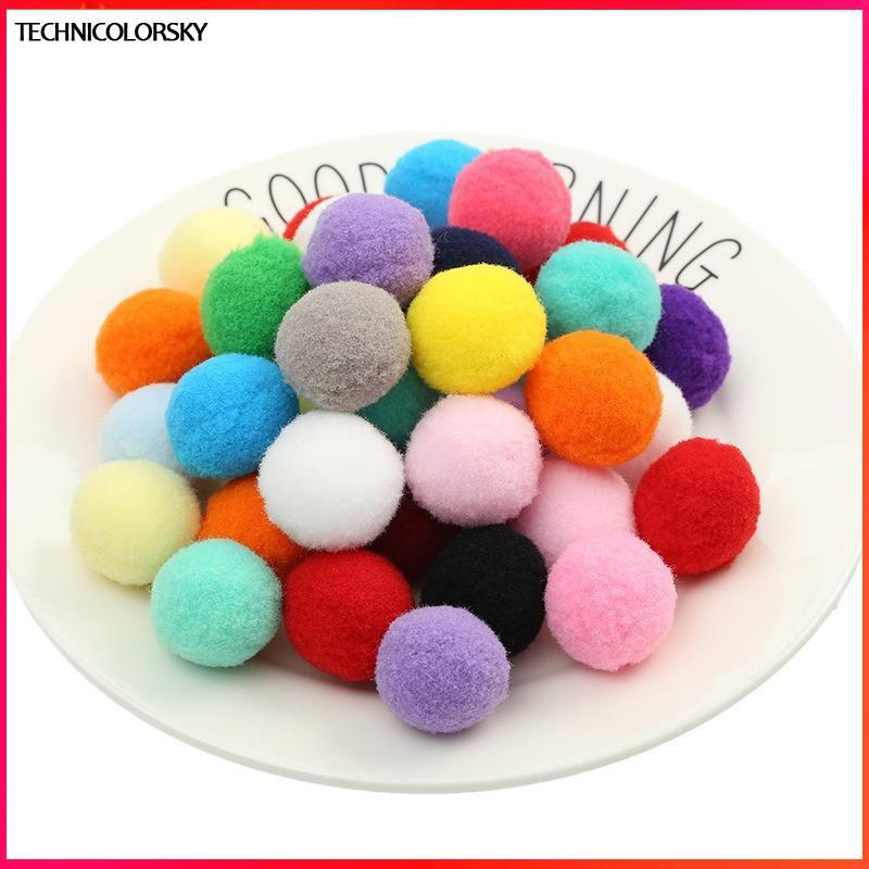 Technicolorsky 100 ชิ้น/ล็อต Macaron Pompom Fluffy Ball 10 มม.Coloful Plush Ball Handmade Craft DIY Decor ของเล่น Hairband วัสดุอุปกรณ์เสริม TSY