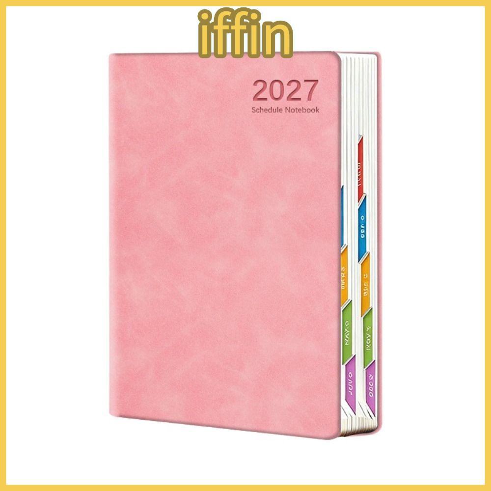 IFFIN Schedule Notebook, A5 พร้อมรายเดือนและหน้าแผนรายสัปดาห์ 2027 Planner, ประสิทธิภาพคุณภาพสูง 365 วันนักเรียนวารสาร