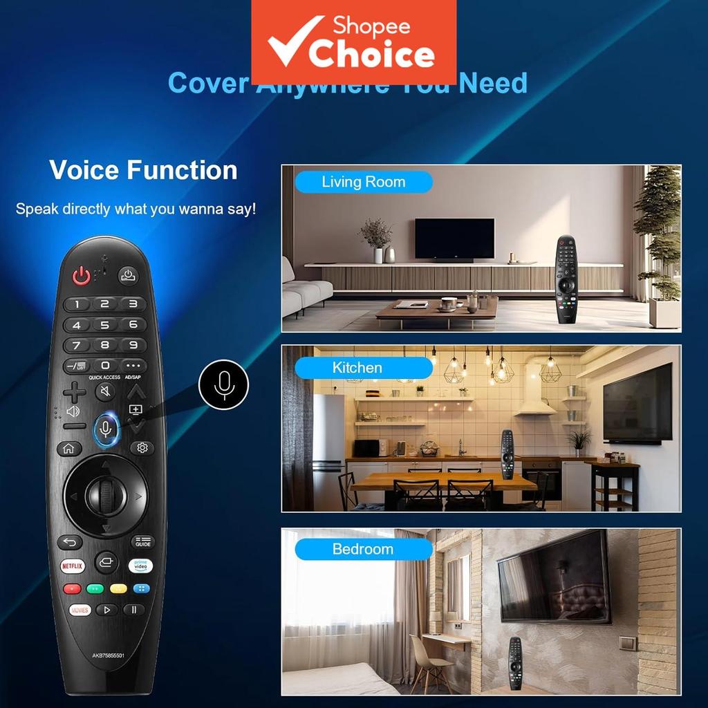 รีโมท Magic Voice สําหรับ LG สมาร์ททีวี ปี 2019-2021 AKB75855501 AN-MR20GA AN-MR19BA