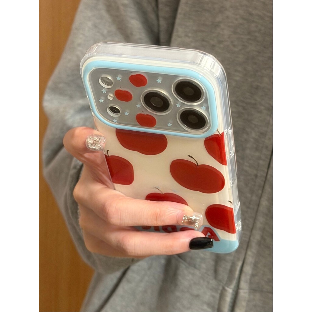 น่ารักกรณีสีบล็อกครีมสีฟ้าสีแดงข้อความสไตล์เกาหลีเคสโทรศัพท์สําหรับiPhone 17 Pro Max 16 Pro 15 14 Pro Max