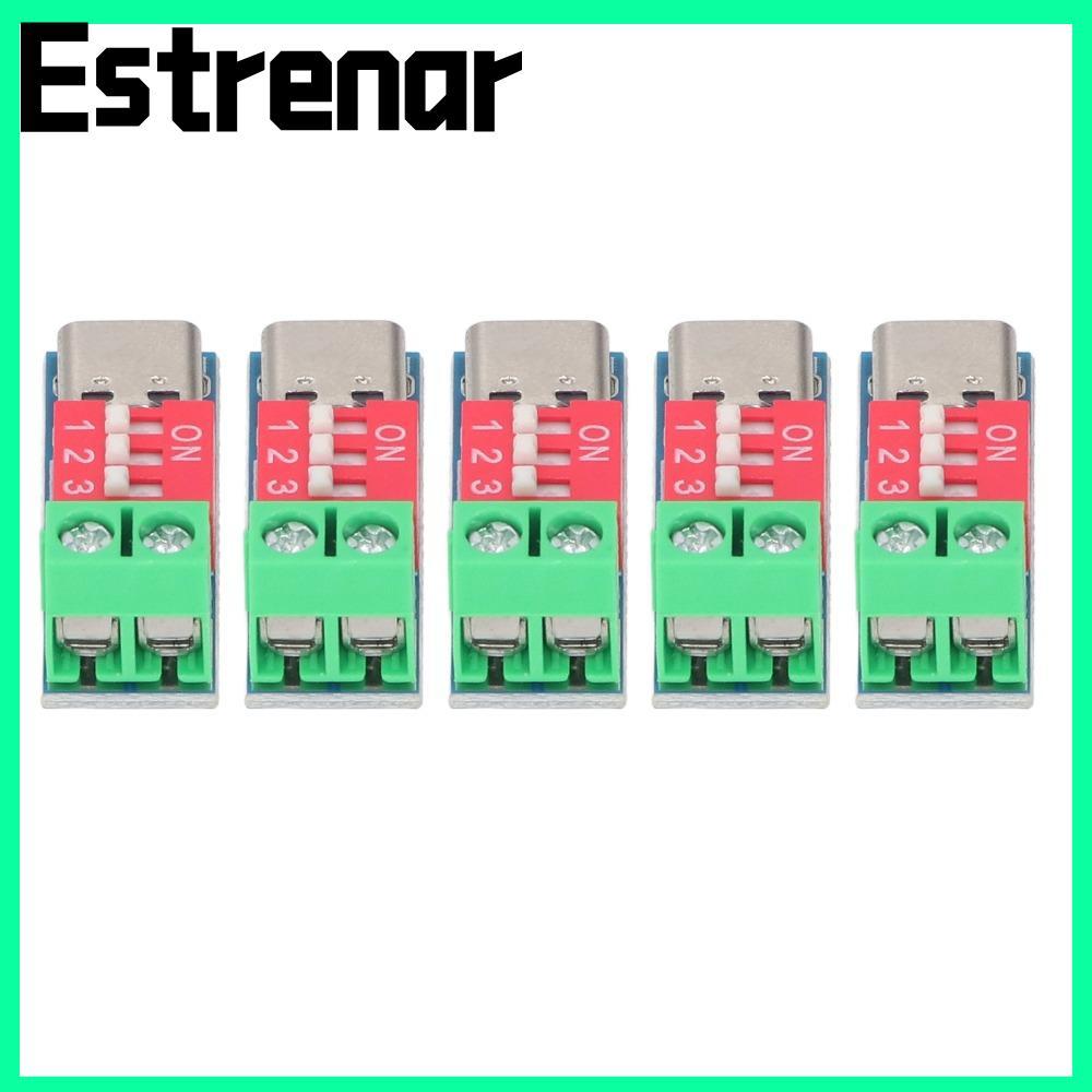 ESTRENAR 5PCS PD/QC Decoy Board, USB-C PD Trigger Board, Voltage Converter 100W Trigger Adapter Gree