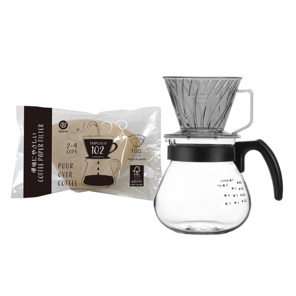 HARIO Coffee Dripper Server Filter Set 02 Clear Gray for 2-4 People MA-451 Best Quality.