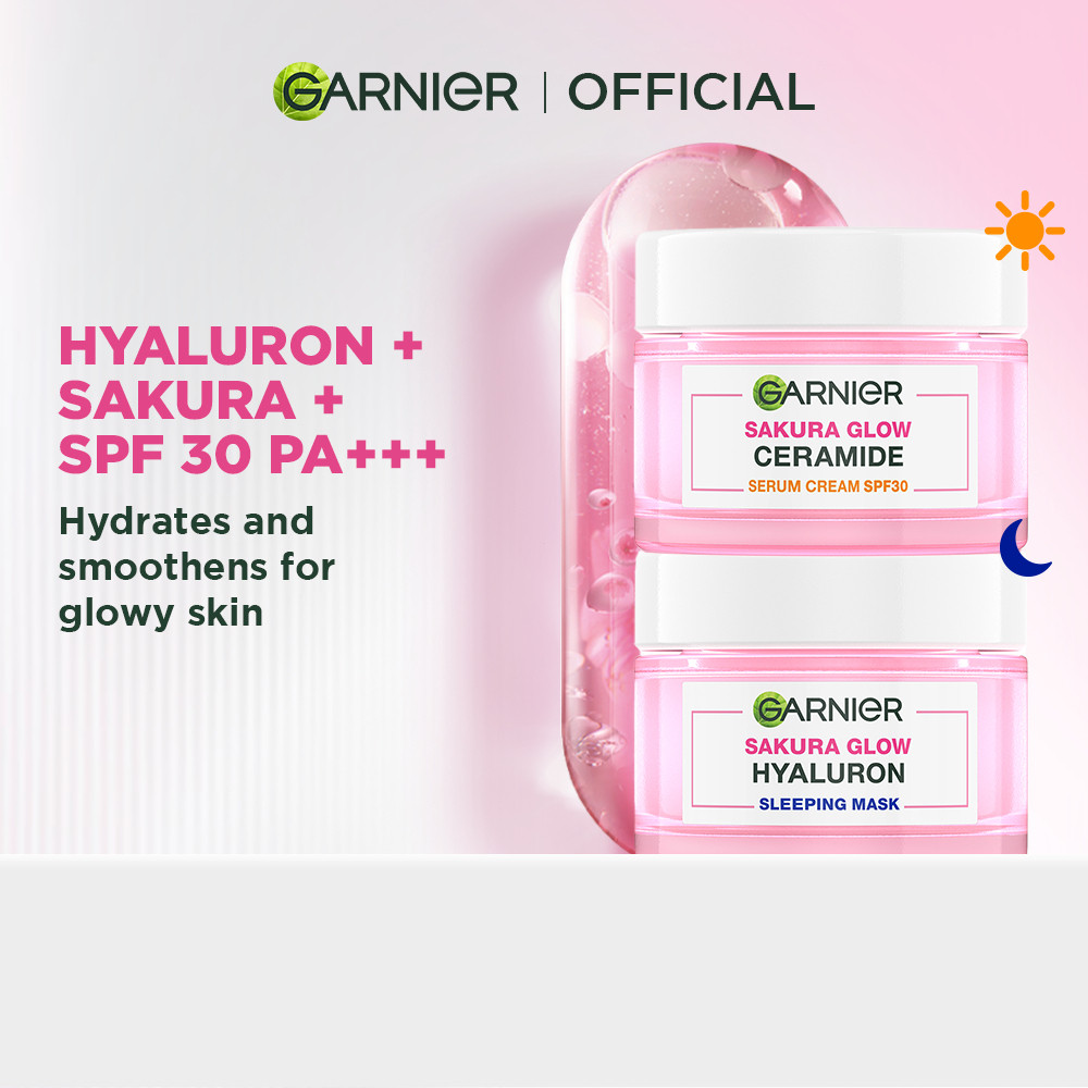 Garnier Ceramide Sakura Glow Day Cream Moisturizer SPF30 (50ml) & Night Cream Moisturizer (50ml)