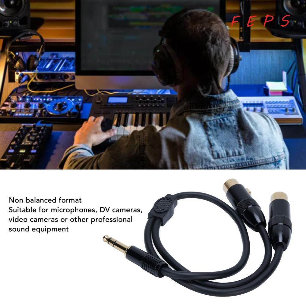 FEPS Dual XLR Female to 1/4in Male, Stereo Audio 0.5m / 1.6ft 6.35mm TRS ถึง 2 XLR Y Splitter Cable,