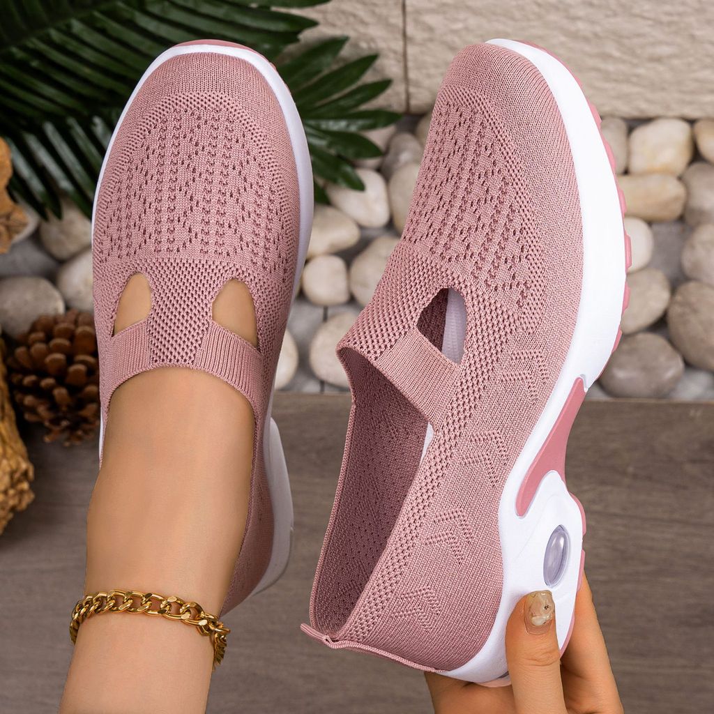 รองเท้าผู้หญิงรองเท้าสไตล์ใหม่U-Slip-Onรองเท้าลําลองบินทอBreathable Casualรองเท้าAir Cushion Soft-So