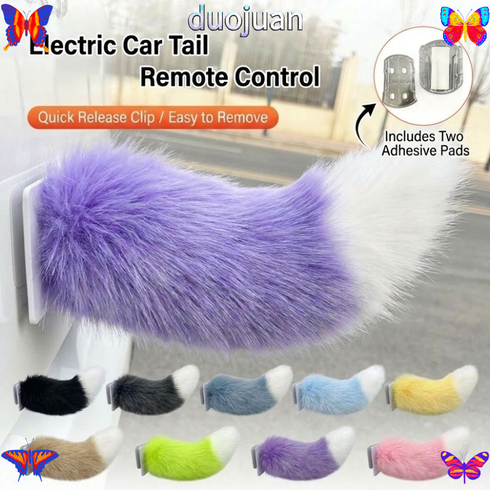 DUOJUAN ท้ายรถจักรยานยนต์ Fox tail Decor ตลกที่ถอดออกได้ รีโมทคอนโทรลไฟฟ้าหางตกแต่งสําหรับรถมอเตอร์ไซด์สัตว์หางประดับ