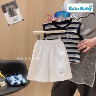 ชุดเด็กชายสุดคูล เสื้อกล้ามลายทาง + กางเกงขาสั้น ชุดเด็กชาย Summer Style ลายทางสุดคิ้วท์ BXT35