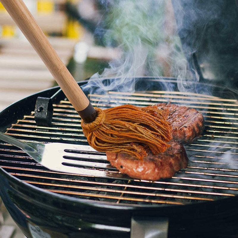Outdoor Bbq Basting Brushes BBQ Barbecue Grill Greasing Mop Rubber Wood Handle BBQ Baking Dipping Br