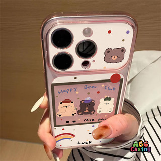 เคสไอโฟน 13 สำหรับ IPhone 11 16 17 14 12 15 Pro Max 16 15 Plus 15 14 16 11 Air เคสโทรศัพท์รูปหมีการ์ตูนและหน้ายิ้ม
