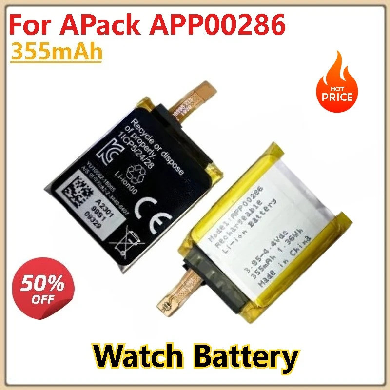 2 ชิ้น 355mAh แบตเตอรี่นาฬิกาสําหรับ APack APP00286 สมาร์ทนาฬิกาแบตเตอรี่ยี่ห้อ-ใหม่คุณภาพสูง