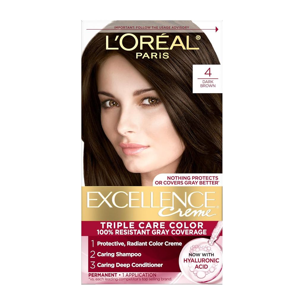 LOreal Paris Excellence Crème ยาย้อมผมถาวร สีผม Triple Care พร้อมกรดไฮยาลูโรนิกสําหรับความคุ้มครองสี