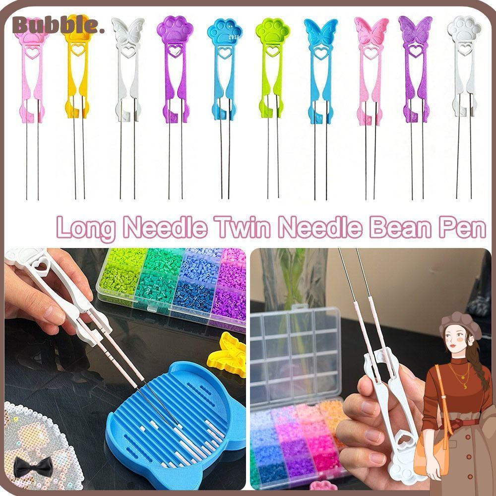 BUBBLE Collage Beans Pen, Cats Butterfly Collage Beans Clip, Multifunctional Handheld Point Grip Col