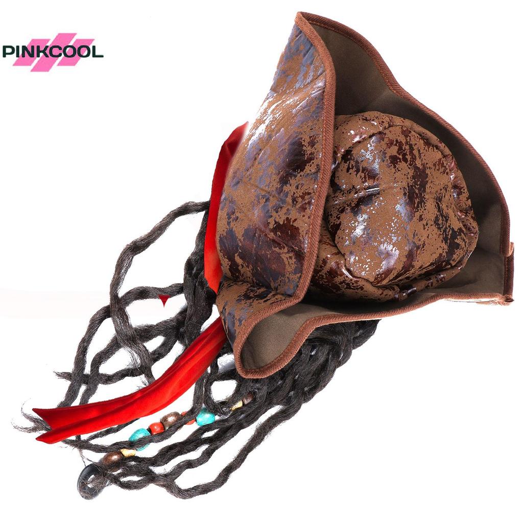 หมวกโจรสลัด PINKCOOL พร้อม Dreadlos Caribbean Pirate Hat Caribbean Pirate Costume Pirate HOT