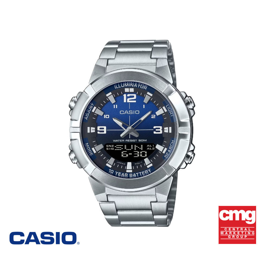 CASIO นาฬิกาข้อมือ CASIO รุ่น AMW-870DA-2A1VDF สเตนเลสสตีล สีน้ำเงิน