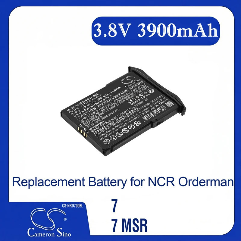 Cameron Sino เปลี่ยนแบตเตอรี่สําหรับ NCR Orderman 7, 7 MSR, 7777-01YY, เหมาะกับ P/N 7777-0105-8801