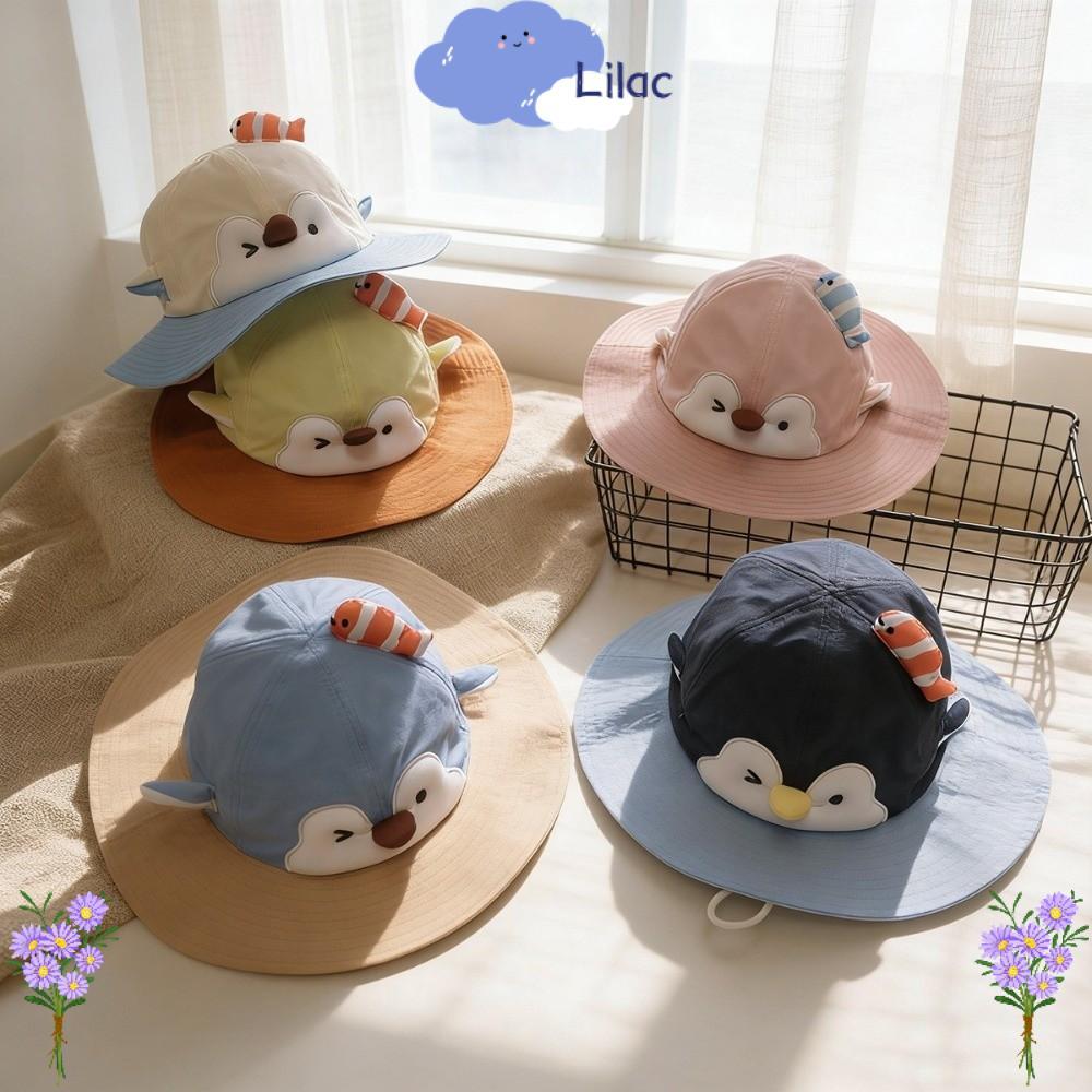 LILAC หมวกบักเก็ตสําหรับเด็ก,หมวกชาวประมงกลางแจ้งขอบใหญ่,2026 Travel Cartoon Face Small Sun Visor Cap For Girls Boys