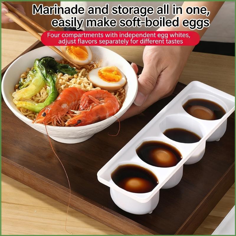 BON Space Saving Eggs Pickle Box Eggs Marinating Container 4 ช่องแยกสําหรับผู้ที่ชื่นชอบการทําอาหารแ