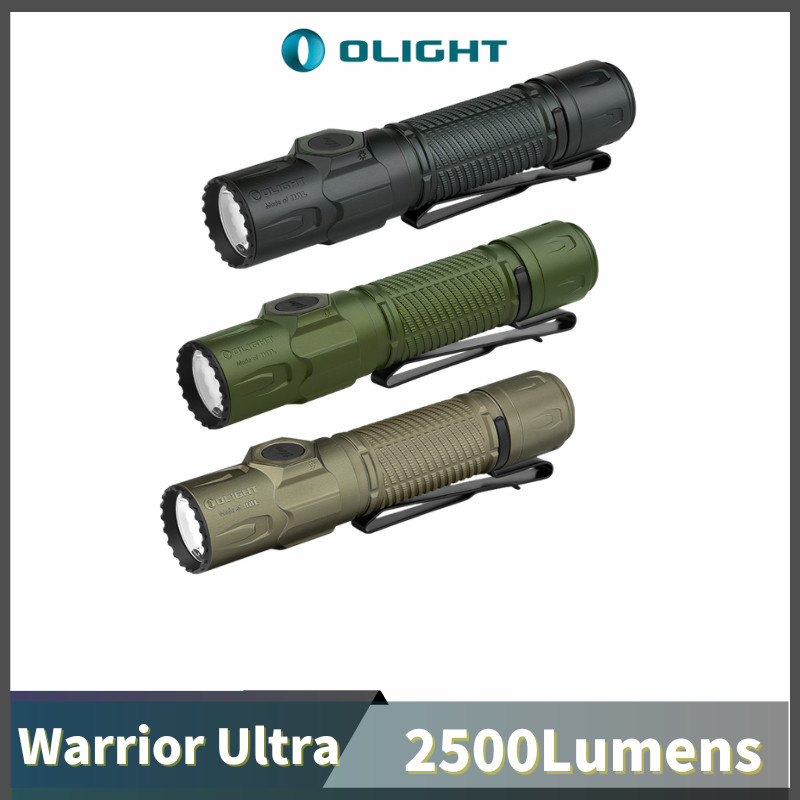 Olight Warrior Ultra 2500 Lumens ไฟฉายยุทธวิธีพร้อมวัสดุ OAL USB-C ชาร์จพร้อมแบตเตอรี่ 5000 mAh