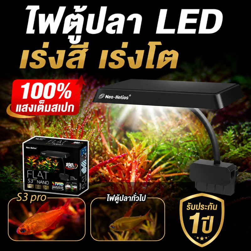 [โคมไฟตู้ปลา]WRGB Neo-Helios S3pro+ รุ่นใหม่ 13W ปรับมุมได้ 360° คลิปกันน้ำ เลี้ยงพืชน้ำ