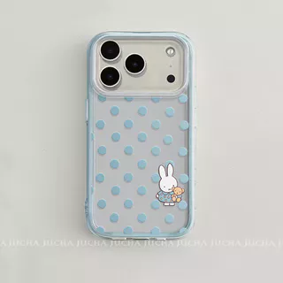 Polka Dot Miffy Rabbit เคสใส Samsung S22 S23 S24 S25 S26 Ultra FE เคสโทรศัพท์ S26ultra เคสป้องกัน A55 A56 เคสป้องกัน