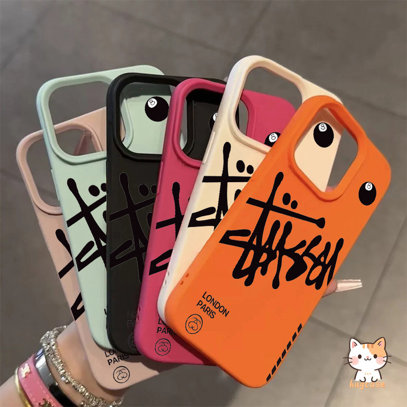 แบรนด์ภาษาอังกฤษตัวอักษรกราฟิติหนังนุ่ม เคส IPhone 11 14 16 13 15 12 Pro Max X 12 Pro XS Max 7Plus XR 8 7 15 16 14 Plus