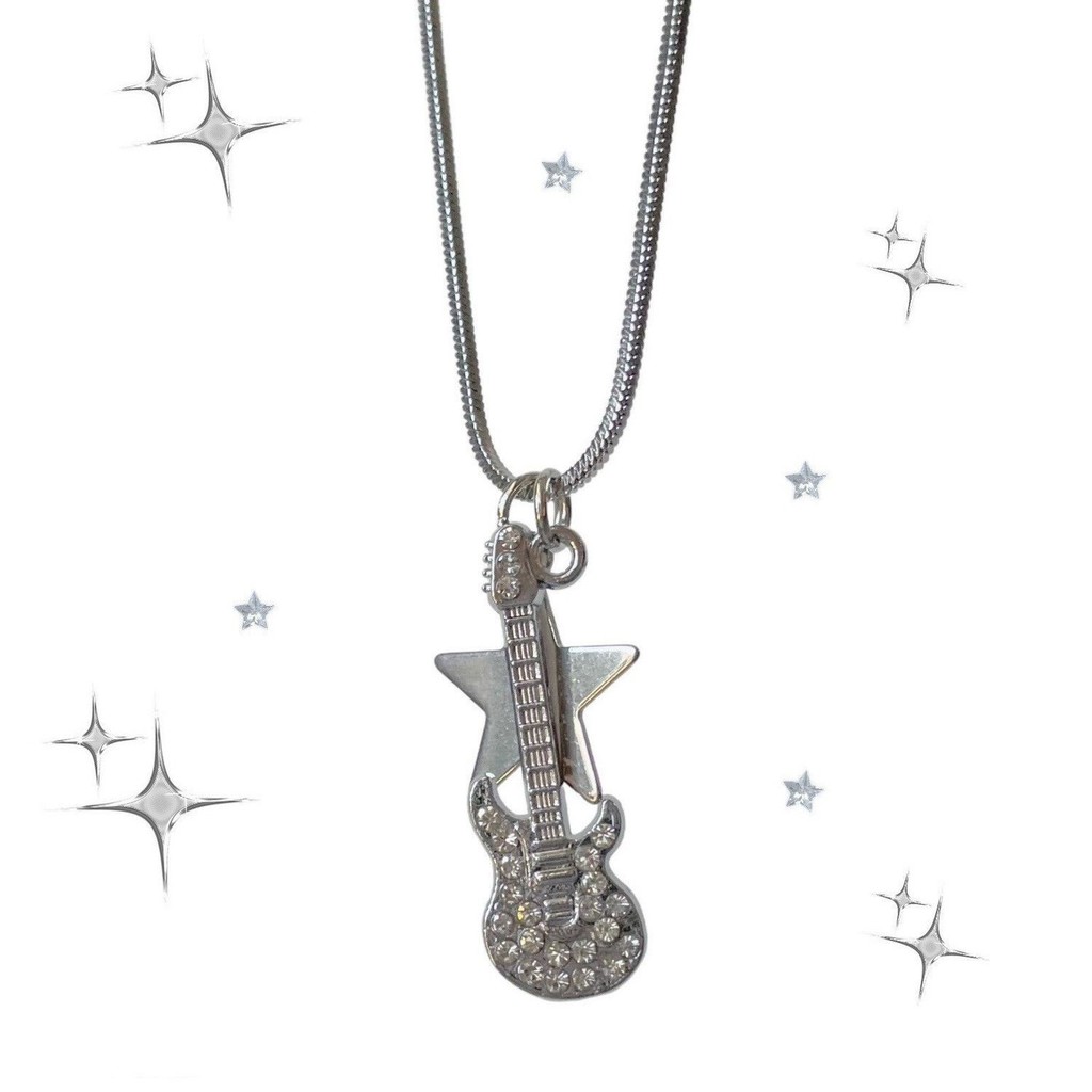 Yabi y2k Millennium Hot Girl Band Guitar Star Necklace Retro Asian Culture Snake Bone Chain Sweet Co