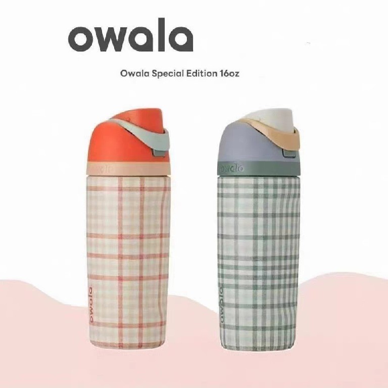 【ส่งวันนี้】Owala Freesip 16oz ขวดน้ำเด็ก เก็บเย็น12ชม. กันรั่ว100% ฟางซิลิโคนปลอดภัย พกพาง่าย