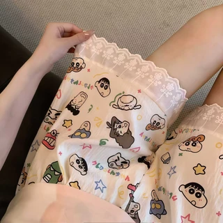 PILLOW TALK กางเกงนอนผู้หญิง กางเกงนอนลายการ์ตูน กางเกงนอนนุ่มใส่สบาย 🍒 ขอบลูกไม้ สวมใส่ได้ทุกวัน มีของพร้อมส่ง W259
