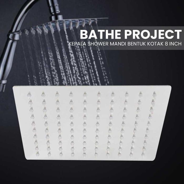 BABE PROJECT หัวฝักบัวทรงสี่เหลี่ยม 8 นิ้ว - MK-701 - สีเงิน, 305gr AM10 Alanmasbro10