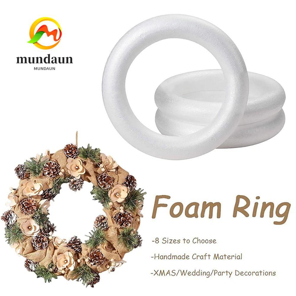 MUNDAUN 1 ชิ้นโฟมแหวน,รอบสําหรับงานฝีมือคริสต์มาส DIY Handmade พวงหรีด, 5/7/8/10/12/15/17/20 เซนติเมตร Polystyrene สีขาวงานแต่งงานตกแต่ง