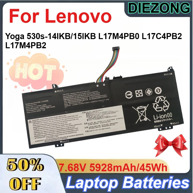 7.68V 5928mAh/45Wh L17C4PB0 แบตเตอรี่ LI-ion สําหรับ Lenovo โยคะ 530s-14IKB/15IKB L17M4PB0 L17C4PB2 