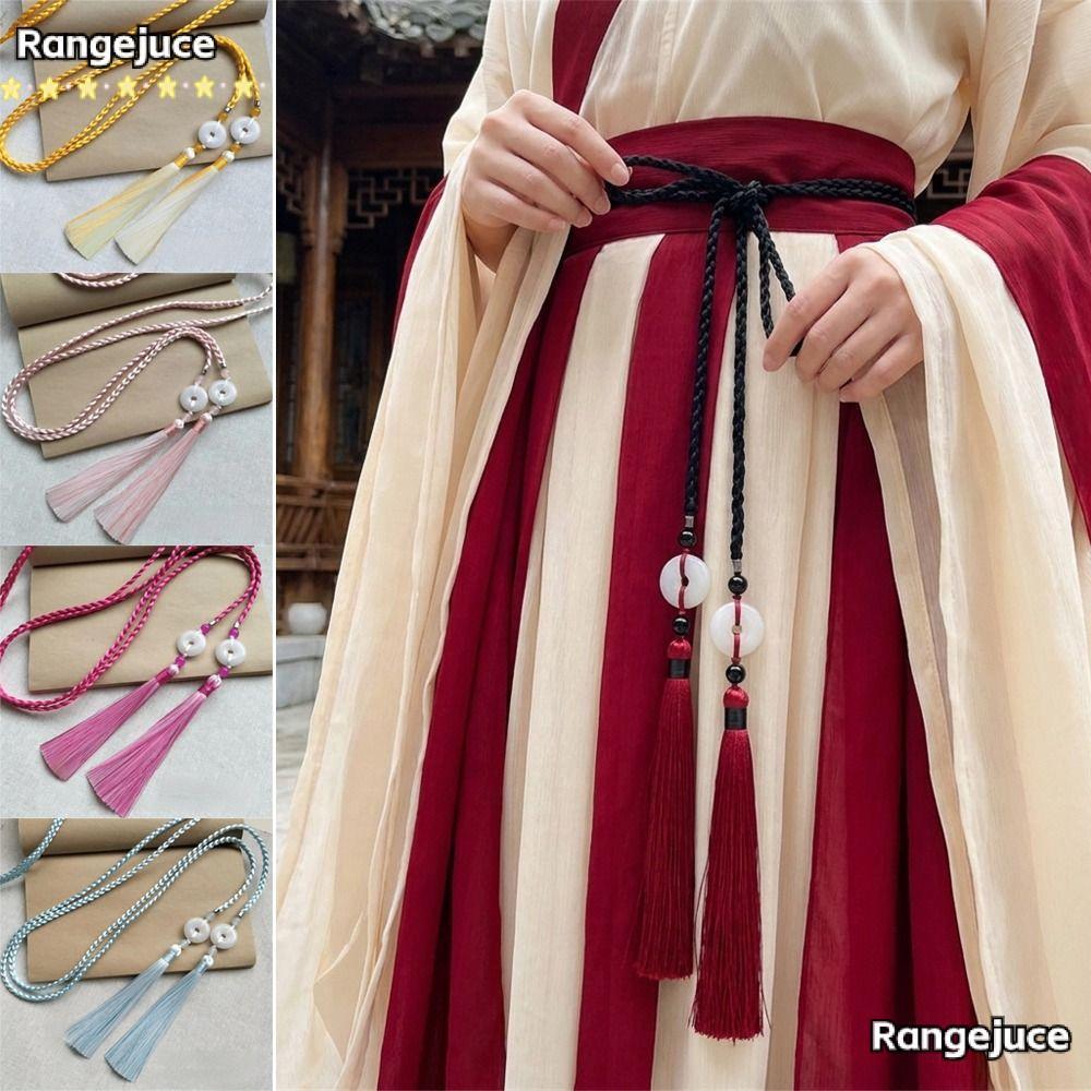 RANGEJUCE เข็มขัดผูกเอว Hanfu, เชือกเอวจี้ An แบบดั้งเดิมสไตล์จีน, สายสะพายเอวถักทอมือวินเทจสําหรับผู้ชายผู้หญิง
