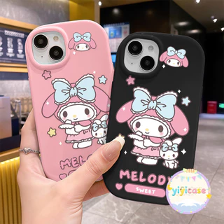 melodi น่ารัก การ์ตูนเคสสำหรับไอโฟน17pro 13 11 16promax กรณีมือถือขอบกลม case for iPhone 15 14 12 ProMax XS XR 6/7/8Plus